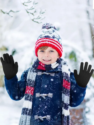 Miniatura 15 de Boao 6 pares de guantes para niños, dedos completos, guantes de punto para niños pequeños, guantes cálidos de invierno para niños y niñas