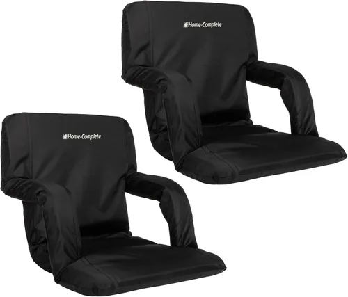Miniatura 6 de Almohadón ancho reclinable para estadio con respaldo, reposabrazos, 6 posiciones ajustables y correas de transporte - Asientos portátiles