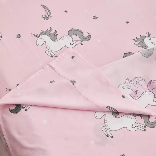Miniatura 9 de Uozzi Bedding Bed in a Bag - Juego de edredón reversible de 7 piezas, tamaño Queen, color rosa unicornio con estrella arcoíris, microfibra suave