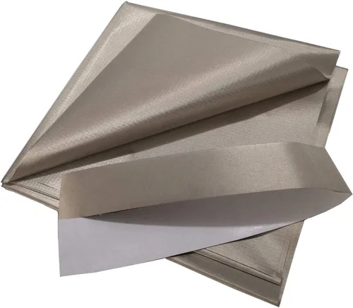 Miniatura 8 de Amradield Tela Faraday de 43 x 39 pulgadas con cinta conductora de 2 x 20 pulgadas, material de poliéster de níquel, cobre, material de influencia