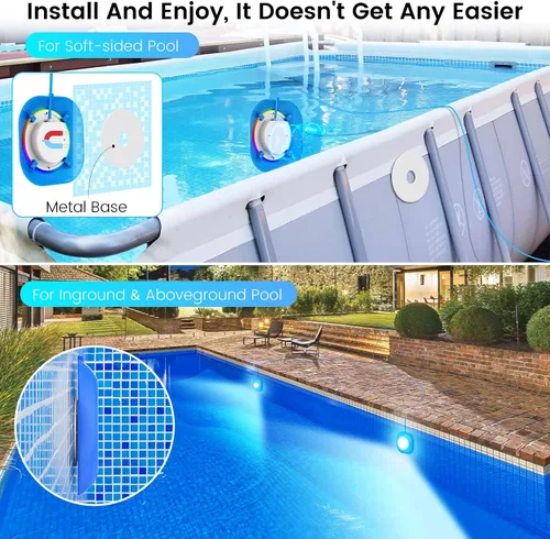 Miniatura 2 de LyLmLe Luces LED para piscina sobre el suelo con control de aplicación, luces subacuáticas magnéticas RGB inteligentes de 20 W con temporizador, 800