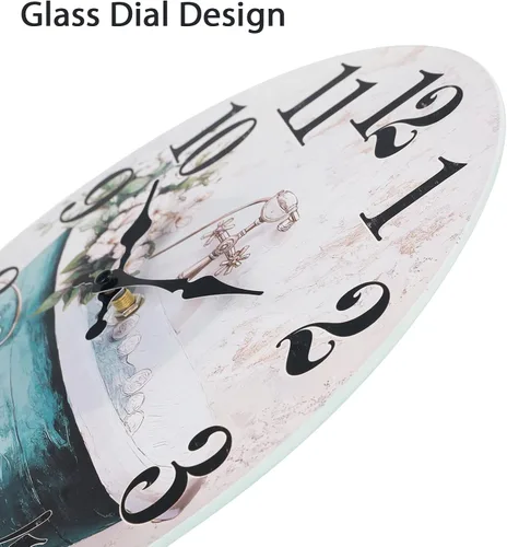 Miniatura 7 de Reloj de pared decorativo para baño, estilo rústico, impermeable, de cristal, para baño, piscina, jardín (12 pulgadas, azul)