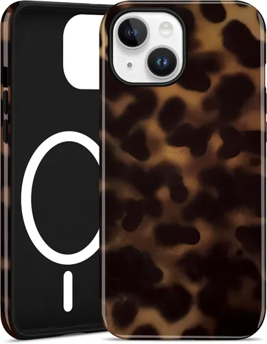Miniatura 70 de Jusy Compatible con MagSafe Brown Tortoise Shell Print Phone Case para iPhone 7/8/SE, funda protectora magnética de lujo de TPU suave