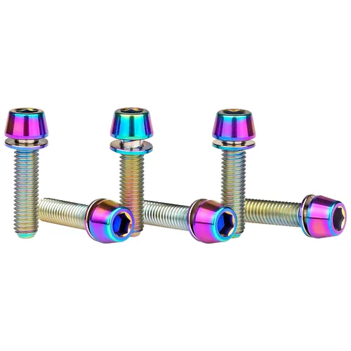 Tornillo hexagonal Ti Allen de titanio M5x16 de cabeza cónica de 0.71 pulgadas con tornillo de arandela para piezas de vástago de bicicleta, paquete