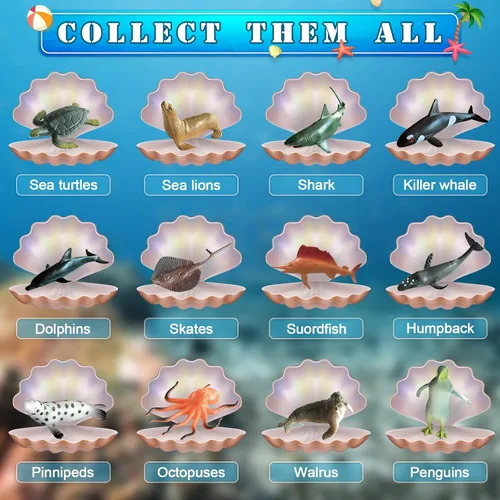 Miniatura 2 de EARTH'SCODE Kit de Excavación de Animales Oceánicos, Ladrillos de Excavación de Conchas Marinas, Regalo Educativo Científico para Niños