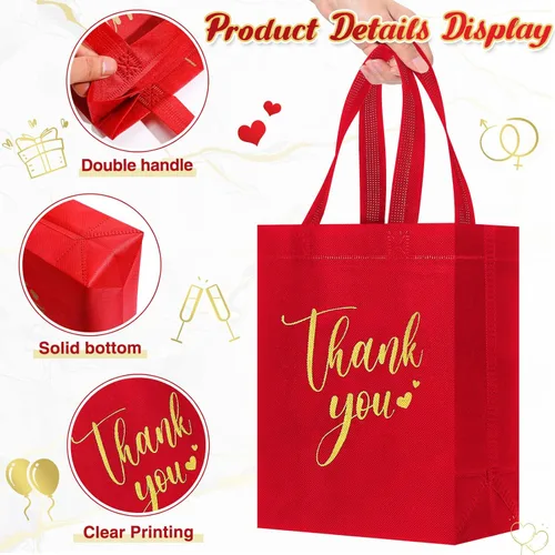 Miniatura 4 de Sweetude 30 Bolsas de Regalo de Agradecimiento con Asas al Por Mayor Reutilizables Bolsa de Dulces No Tejida Plegable Bolso de Mano para Regalos