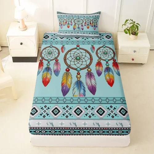 Miniatura 29 de Erosebridal Southwestern - Sábanas de cama bohemias aztecas, tamaño individual, sábanas hippie de cachemira, ropa de cama de estilo exótico, funda