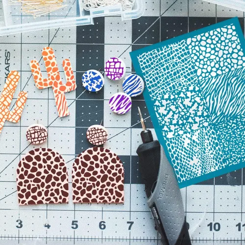 Miniatura 4 de OLYCRAFT Plantillas de arcilla de 4 x 5 pulgadas, pantalla de seda con patrón de leopardo para arcillas polímeras, plantillas de pantalla de seda