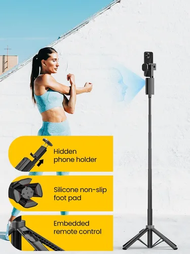 Miniatura 6 de AOCHUAN Trípode de seguimiento facial para iPhone y Android, palo selfie expandible de 57 pulgadas con rotación de 360 grados que sigue la rotación