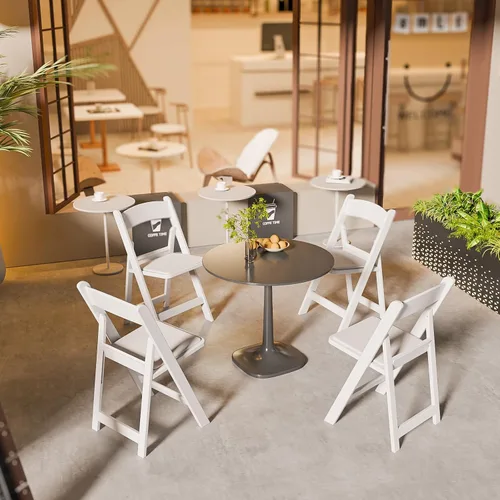 Miniatura 8 de VINGLI Silla plegable de plástico de resina blanca con asiento acolchado, capacidad de peso de hasta 350 libras