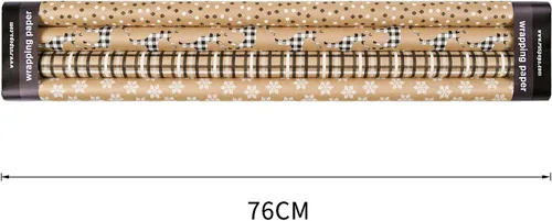 Miniatura 2 de RUSPEPA - Papel para envolver regalos de Navidad, papel kraft – diseños de ciervos, copos de nieve y cuadros – 4 rollos – 30 pulgadas x 10 pies por