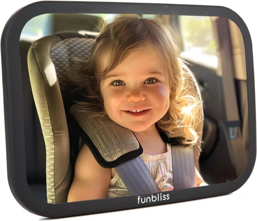 Funbliss Espejo de coche para bebé, monitor de seguridad, asiento trasero para bebé, no requiere montaje, más seguro, mejor recién nacido,