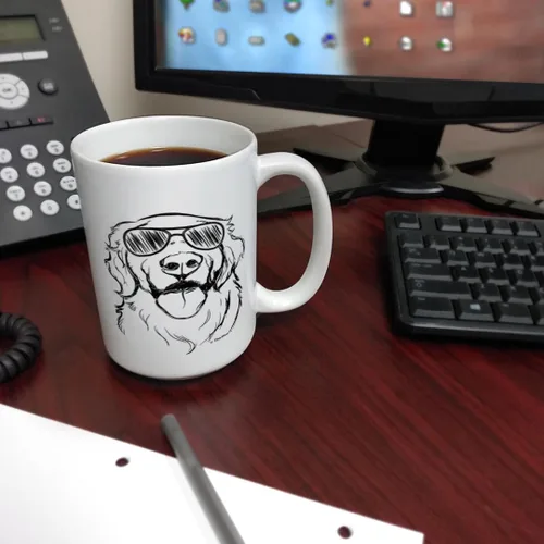 Miniatura 6 de Regalos para amantes de los perros Golden Retriever con gafas de sol Golden Retriever Taza de café, taza de té, color blanco