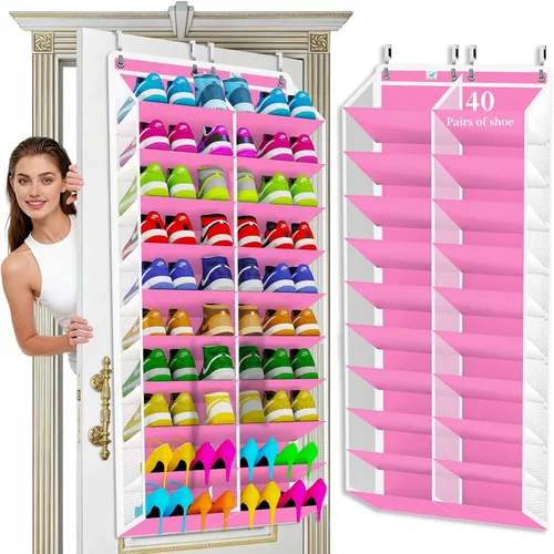 Miniatura 14 de Organizador de zapatos sobre la puerta, 2025 mejorado, organizador de zapatos, 35 bolsillos enormes, organizador de zapatos sobre la puerta