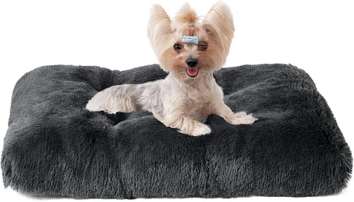 Miniatura 48 de EHEYCIGA Cama Esponjosa para Jaula de Perros Grandes, Almohadilla de Jaula de Piel Sintética Afelpada, Cama Calmante Anti-Ansiedad para Perros Negro