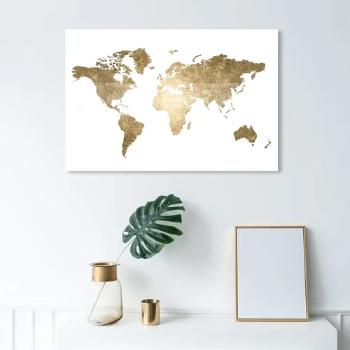Miniatura 4 de The Oliver Gal Artist Co. Mapas y banderas - Lienzo decorativo para pared, diseño de Hipster Mapa Mundi Gold