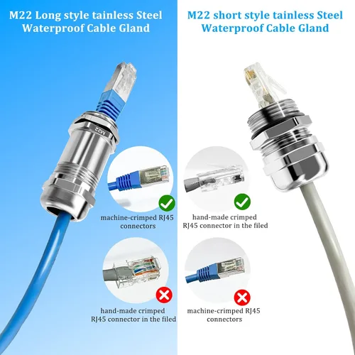 Miniatura 4 de PROCET M22 - Prensaestopas de cable de acero inoxidable impermeable de nailon impermeable, alivio de tensión ajustable de 0.315 in, prensaestopas
