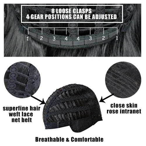 Miniatura 2 de Pelucas cortas y rizadas con flequillo para mujeres negras, peluca rizada afro afro, cabello sintético suave resistente al calor, peluca de aspecto