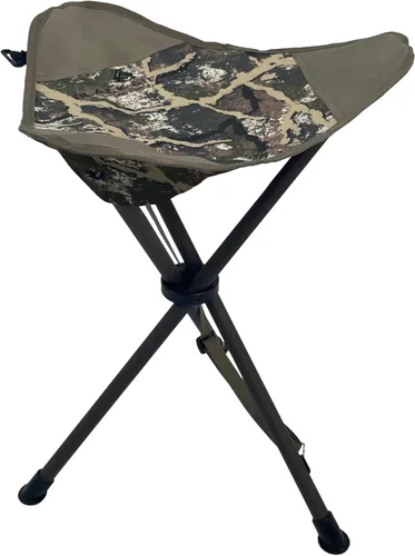 Black Sierra Taburete plegable de caza con correa para el hombro, asiento de trípode plegable ligero, marco de acero soporta 225 libras, silla Canela