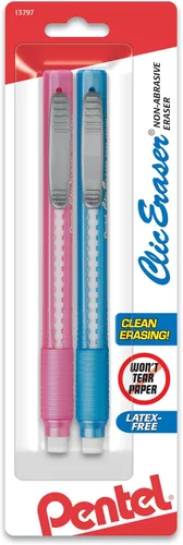 Miniatura 6 de Gomas de borrar de clic con mango estilo lápiz, surtidos, paquete de 3, Colores Variados Negro / azul