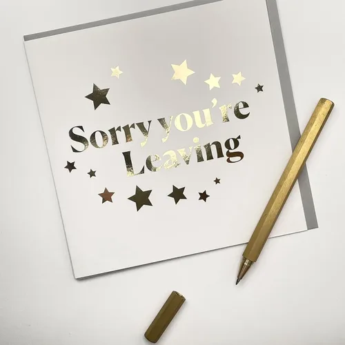 Miniatura 2 de Old English Co. - Tarjeta con estilo «Sorry You're Leaving» para mujeres y hombres, tarjeta de jubilación para él o ella, tarjeta de salida