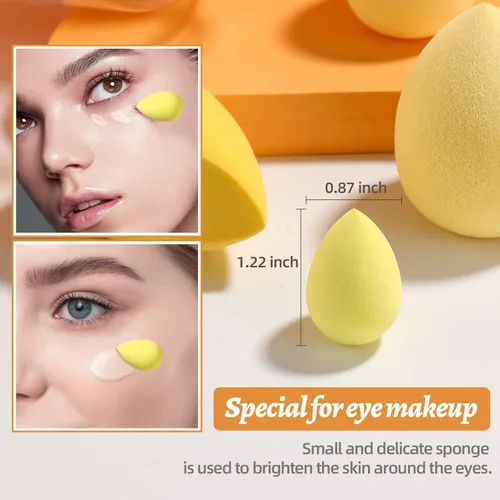 Miniatura 5 de BS-MALL - Juego de esponjas de maquillaje, 7 esponjas para líquido, crema y polvo, multicolor con 1 mini esponja de maquillaje rosa (D-amarillo)