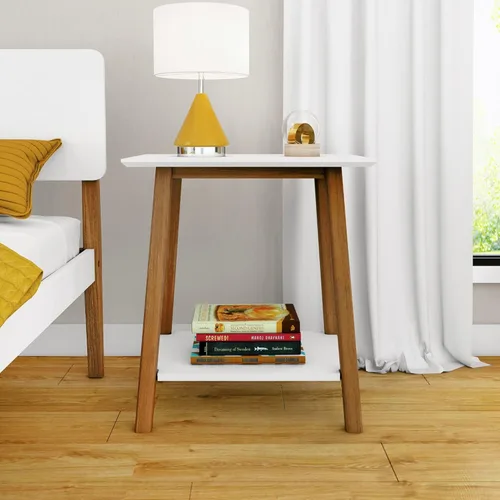 Miniatura 3 de Max & Lily Mesita de noche, moderna mesita de noche de madera maciza de mediados de siglo, mesa auxiliar para dormitorio, mesita de noche