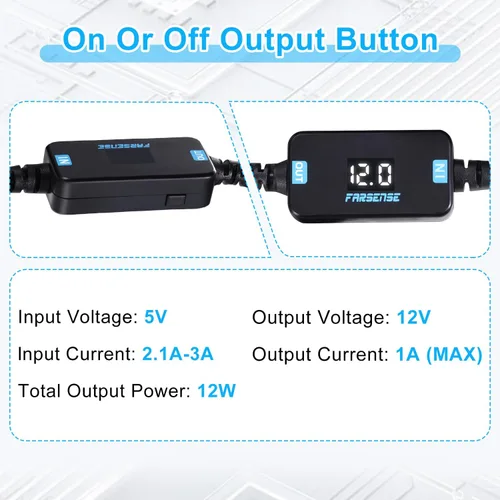Miniatura 6 de FARSENSE Adaptador USB A a enchufe de cigarrillos de 12V - Cable convertidor de enchufe de encendedor de cigarrillos de coche de 5V DC USB C a 12V