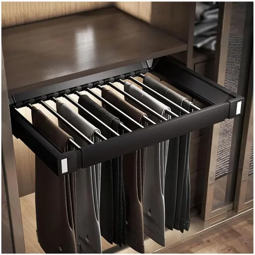 Miniatura 9 de Estante extraíble para pantalones para armario, estante retráctil para pantalones de la marca Pengfei, colgador de jeans para gabinete, ancho