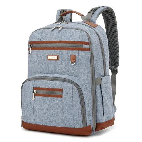 Miniatura 12 de Mochila para pañales, grandes bolsas de pañales para bebé con cambiador portátil para niños y niñas, mochila de viaje multifuncional para mamás