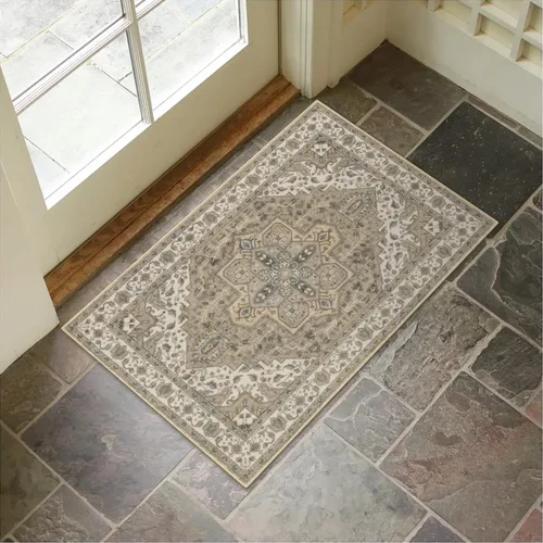 Miniatura 15 de Collive Tapete lavable para puerta de interior, antideslizante, alfombra de entrada retro de 20 x 32 pulgadas, tapete de entrada de absorción Multi