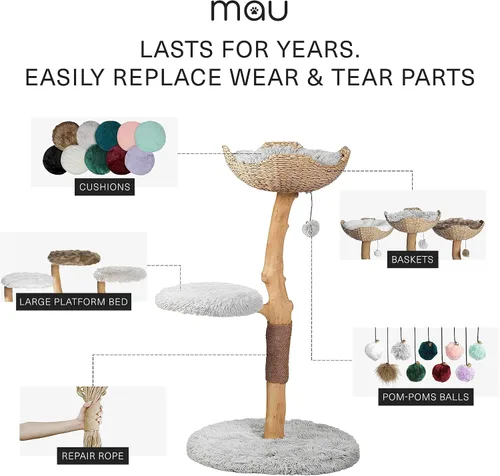 Miniatura 5 de Torre de Árbol de Gato de Madera, Condominio de Gato de Rama Única Moderna, Árbol de Gato de Madera, Escalada para Gatos, Muebles para Gatos, Regalo