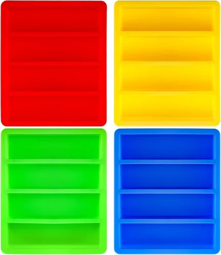 Hedume Juego de 4 bandejas de silicona para moldes de mantequilla, bandejas de silicona para cubitos de hielo, bandeja de molde para cubitos de