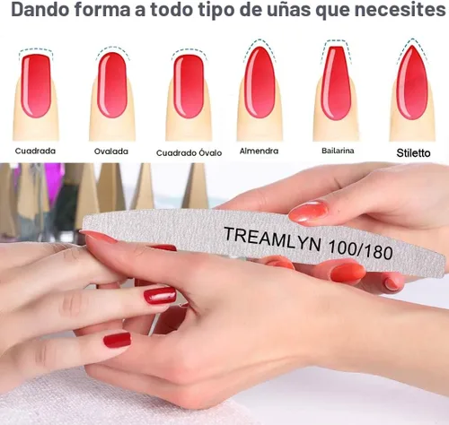 Miniatura 2 de 10 limas de uñas ásperas de grano 100/180, limas de uñas resistentes para uñas acrílicas/naturales, tableros de esmeril para uñas, relleno de uñas