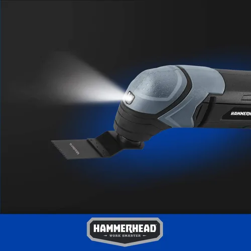 Miniatura 4 de Hammerhead Multiherramienta oscilante de 2.2 amperios con 1 hoja de corte al ras, 1 hoja de sierra de semicírculo, 1 almohadilla de lijado, 3 piezas