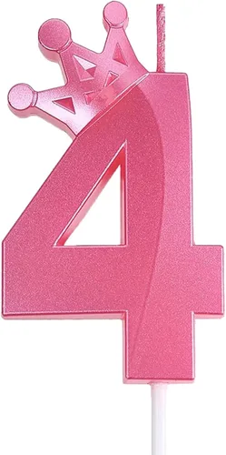 Miniatura 43 de Vela rosa de cumpleaños número 1, decoración temática rosa para fiesta de primer cumpleaños, velas de número 3D diseñadas con corona para decoración