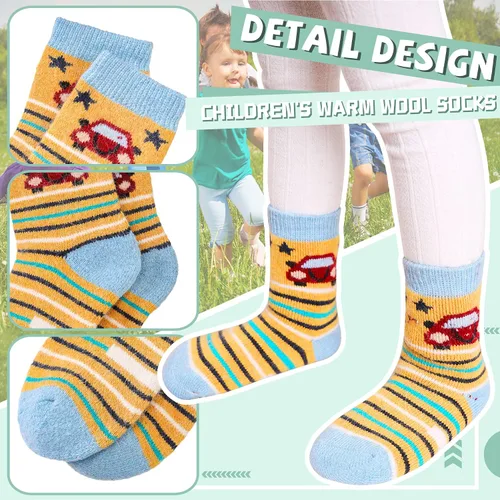 Miniatura 5 de Calcetines de lana para niños y niñas cálidos de invierno gruesos acogedores térmicos pesados para niños pequeños 6 pares