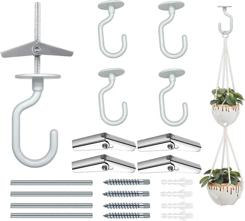 Miniatura 10 de 2 juegos de ganchos de techo de latón antiguo, con accesorios para colgar plantas, instalación de paneles de yeso e techo, diseño resistente