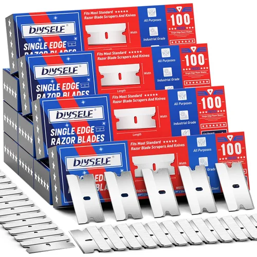 Miniatura 7 de DIYSELF Hojas de afeitar de un solo filo, 200 piezas - Hojas de afeitar de acero con alto contenido de carbono para quitar calcomanías, pegatinas