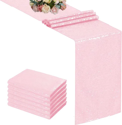 Miniatura 11 de Camino de mesa de lentejuelas negras de 12 x 72 pulgadas, paquete de 6 caminos de mesa con purpurina para decoración de fiestas, baby shower