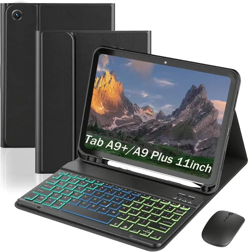 Miniatura 12 de Funda de teclado para Samsung Galaxy Tab S6 Lite de 10.4 pulgadas, teclado ligero desmontable con retroiluminación, funda delgada para tableta