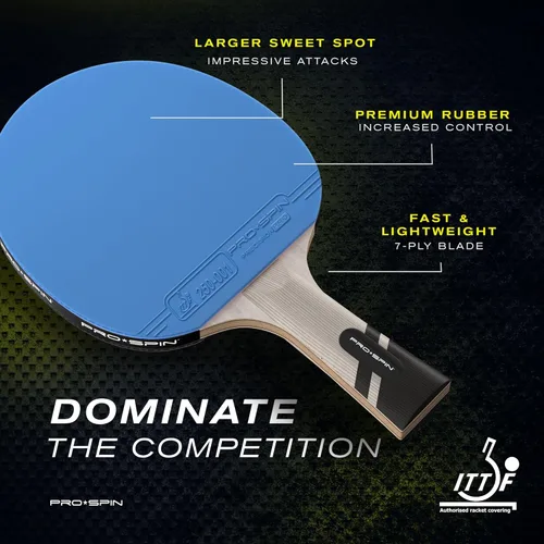 Miniatura 2 de PRO-SPIN Palas de ping pong - Raquetes de tenis de mesa de nivel profesional con fibra de carbono para un control superior Lámina de 7 capas, goma