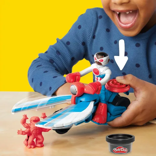 Miniatura 5 de Play-Doh Marvel Capitán América Moto-Cortador Set de juego con figura de acción articulable, 3 accesorios, juguetes de imaginación para niños de 4