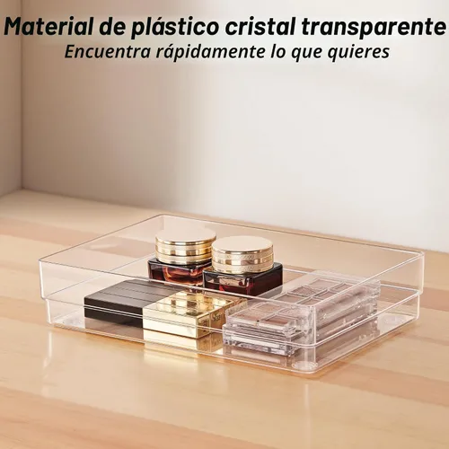 Miniatura 3 de SMARTAKE Organizador de cajones de 7 piezas con almohadillas de silicona antideslizantes, bandeja organizadora de cajones de escritorio de 4