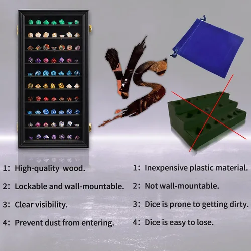 Miniatura 3 de HOROW Estuche grande de exhibición de dados DND poliédricos hexagonales con bloqueo con 98% de protección UV, organizador de dados
