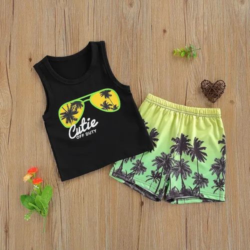Miniatura 7 de Conjunto de pantalones cortos para niños pequeños, camiseta estampada junto al mar, 2 piezas, ropa de verano