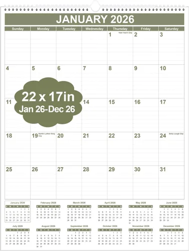 Miniatura 16 de Calendario 2026 – Calendario 2026-2027 de enero de 2026 a junio de 2027, calendario de pared colgante con encuadernación en espiral 2026