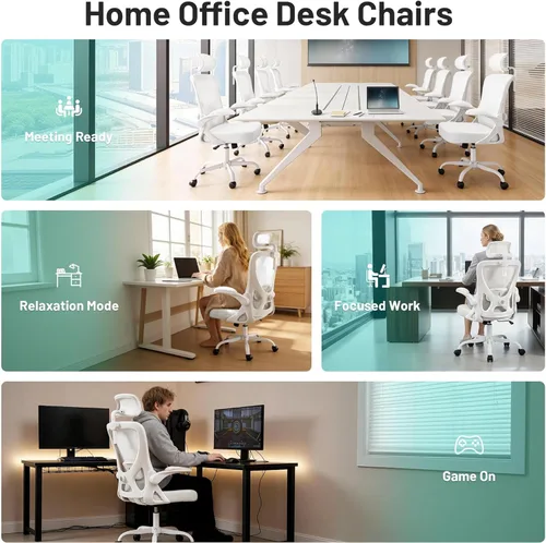 Miniatura 9 de AreShark Silla de oficina – Silla de escritorio ergonómica de malla transpirable con reposacabezas 2D y soporte lumbar ajustable – Silla ejecutiva