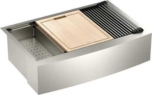 Miniatura 15 de Moen Luxe Chef GS181012BUX - Fregadero con estación de trabajo de acero inoxidable de calibre 18 de 33 x 22 pulgadas, incluye tabla de cortar