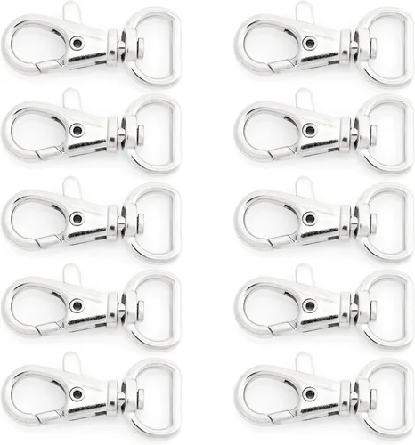 Miniatura 12 de 20 ganchos giratorios de pinza de langosta para hacer bolsos, clip de cordón de macramé CSPS (5/8 pulgadas, plateado)